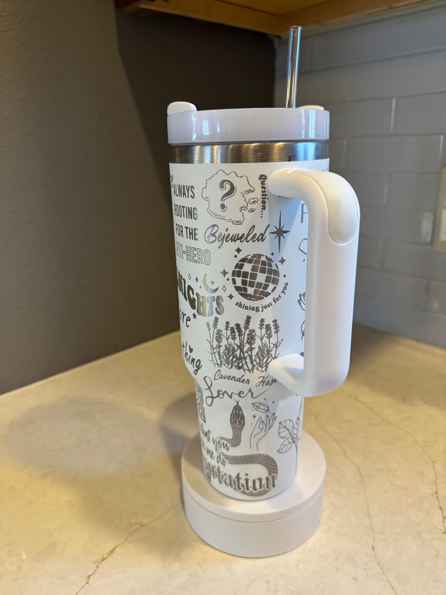 Eras tour anti lover 3 full wrap 40oz Stanley Brand Quencher with Handle & Straw, Custom Engraved, Gift For Her, 40 oz Travel Mug - Firebolt Custom