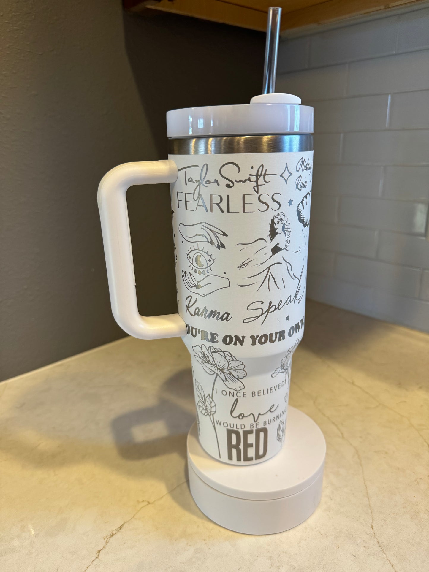 Eras tour anti lover 3 full wrap 40oz Stanley Brand Quencher with Handle & Straw, Custom Engraved, Gift For Her, 40 oz Travel Mug - Firebolt Custom