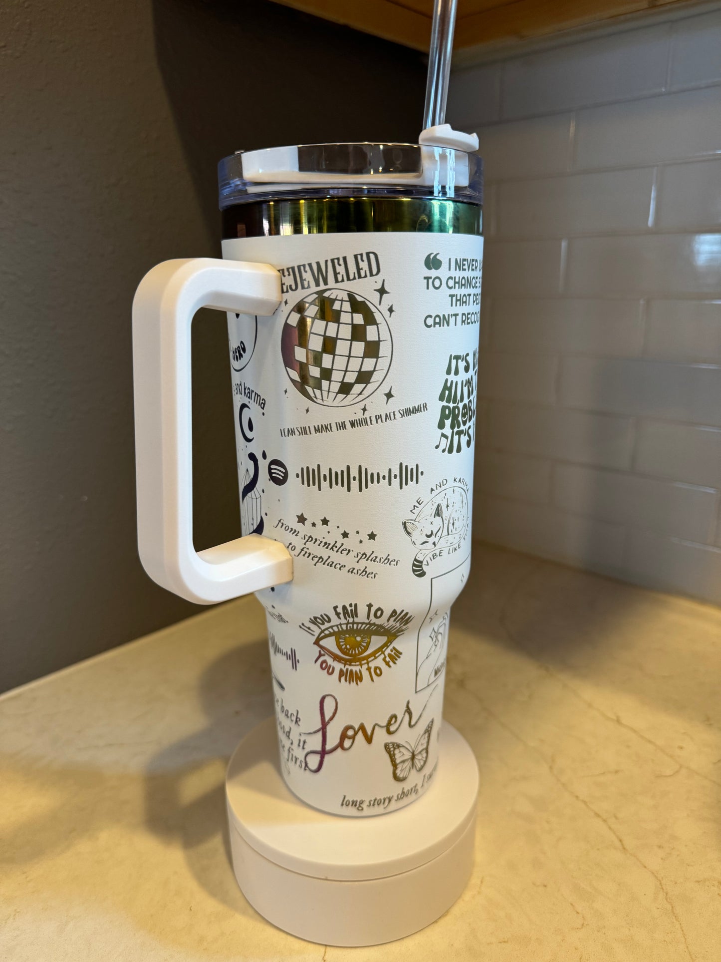 Eras tour anti lover 2 full wrap 40oz Stanley Brand Quencher with Handle & Straw, Custom Engraved, Gift For Her, 40 oz Travel Mug, - Firebolt Custom