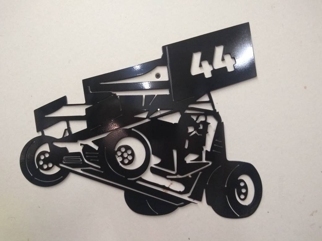 Sprint Car | Metal | Wall Hanging | Custom Number | Made in USA | Free Shipping - Firebolt Custom