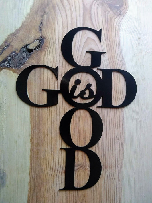 God is Good | Cross Shape | Metal Sign | Made in USA | Free Shipping - Firebolt Custom