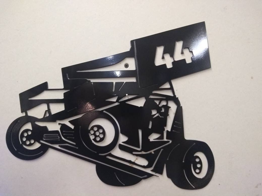 Sprint Car | Metal | Wall Hanging | Custom Number | Made in USA | Free Shipping - Firebolt Custom