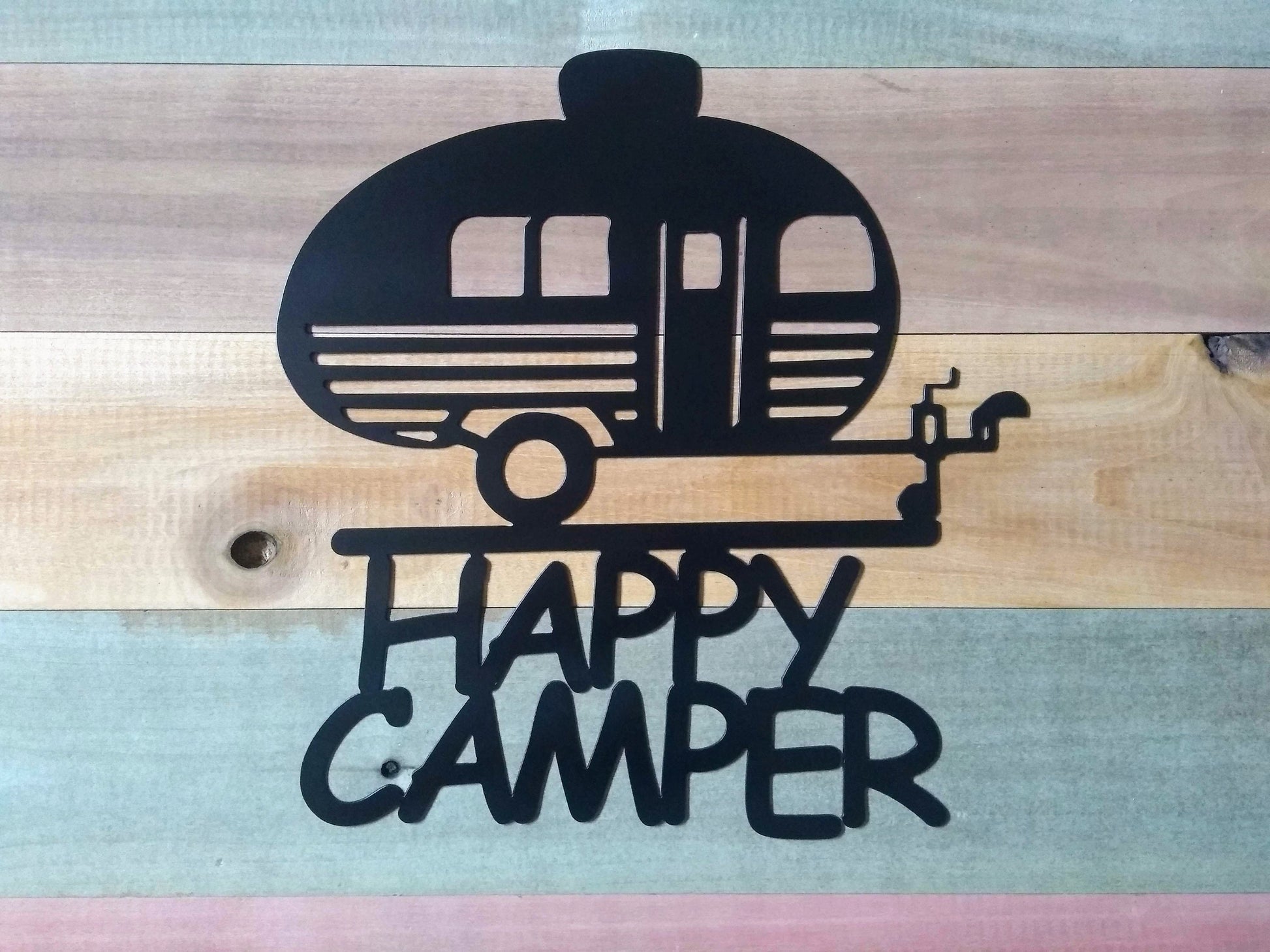 Happy Campers Sign | Metal | Single Panel | Custom | Made in USA | Free Shipping - Firebolt Custom