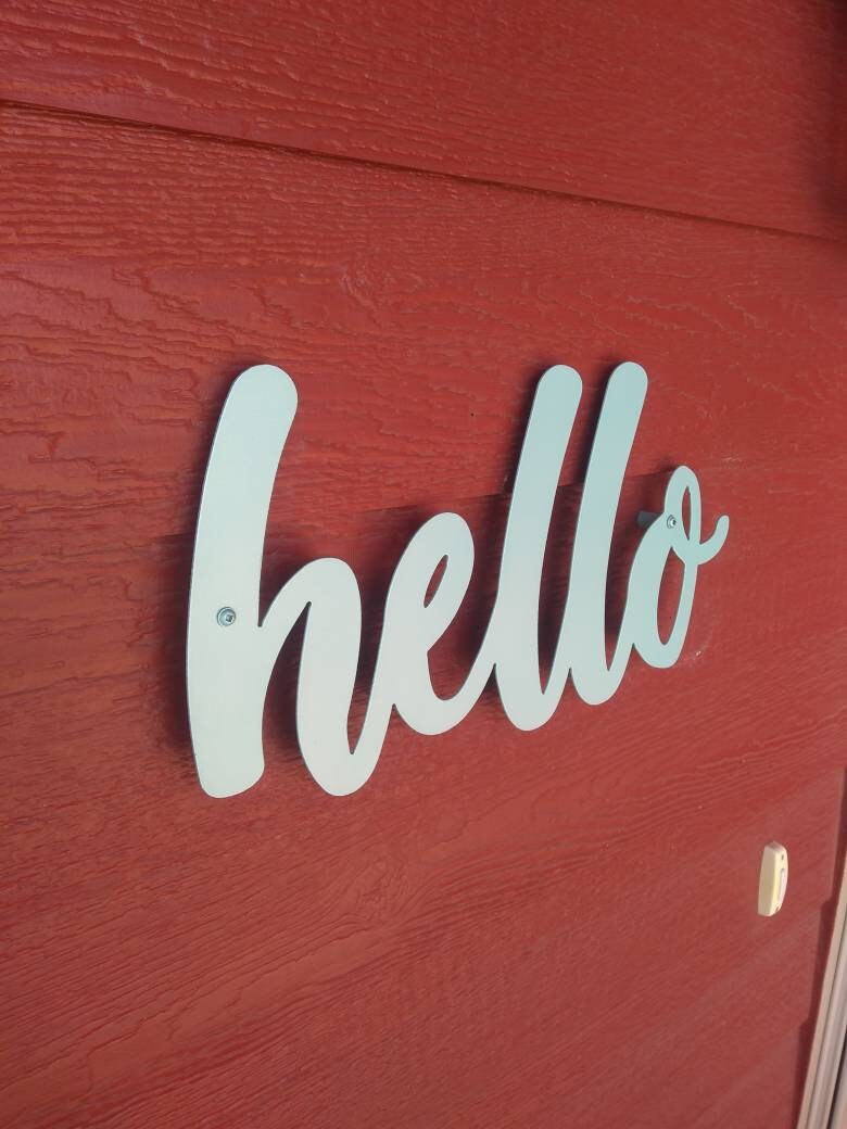 Hello | Metal Sign | Welcome | Custom Lettering Available | Made in USA | Free Shipping - Firebolt Custom