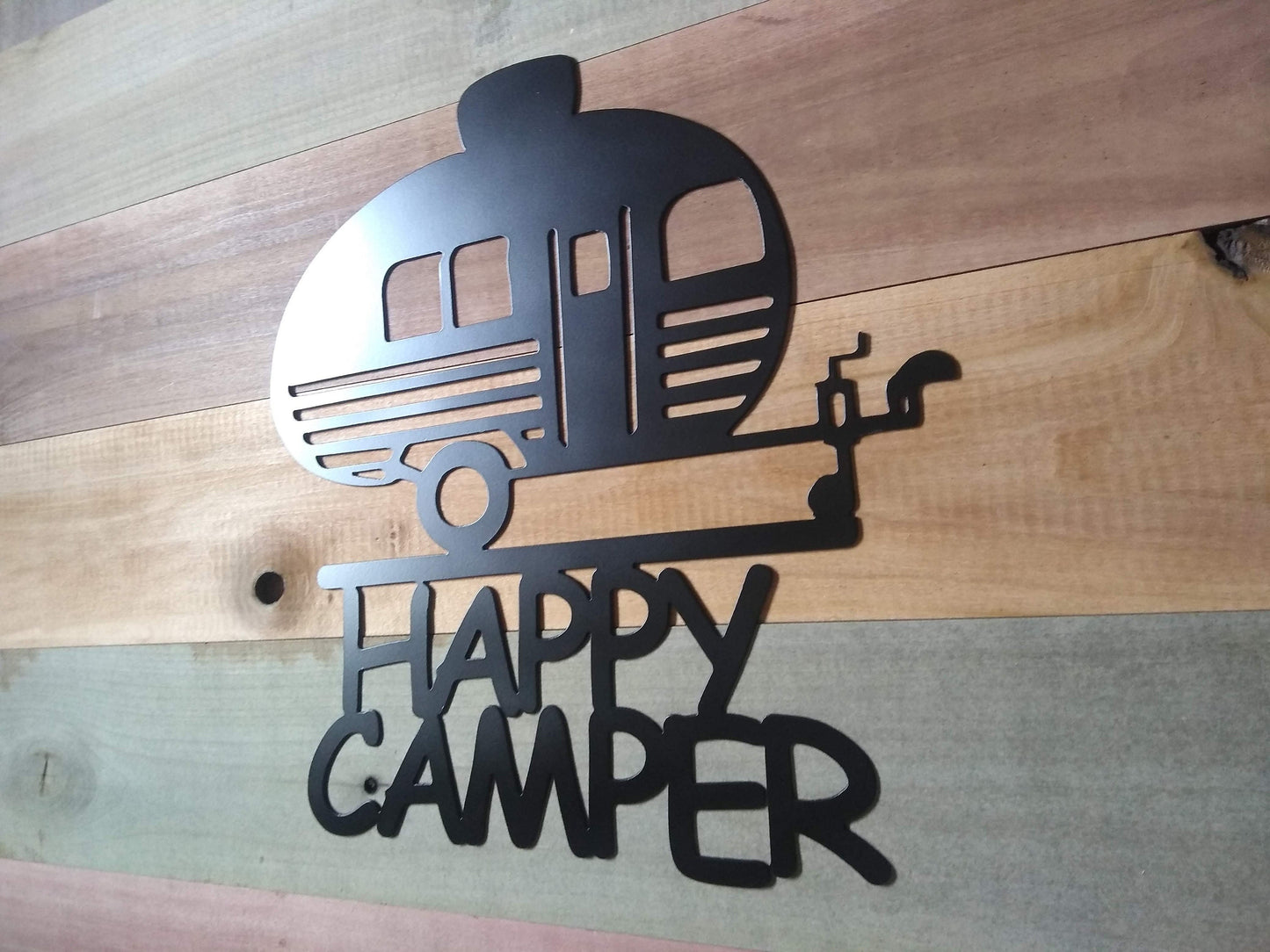 Happy Campers Sign | Metal | Single Panel | Custom | Made in USA | Free Shipping - Firebolt Custom