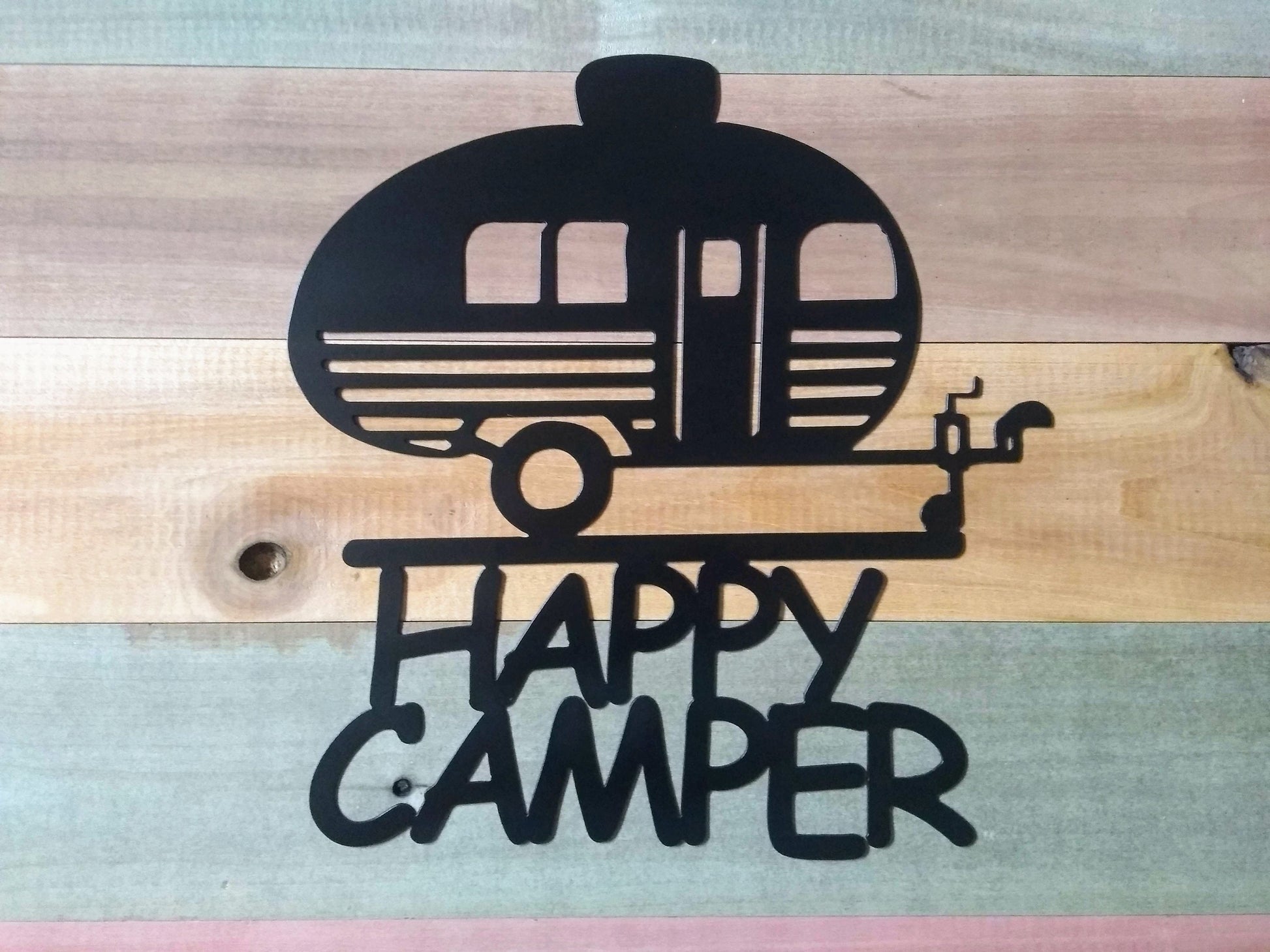 Happy Campers Sign | Metal | Single Panel | Custom | Made in USA | Free Shipping - Firebolt Custom