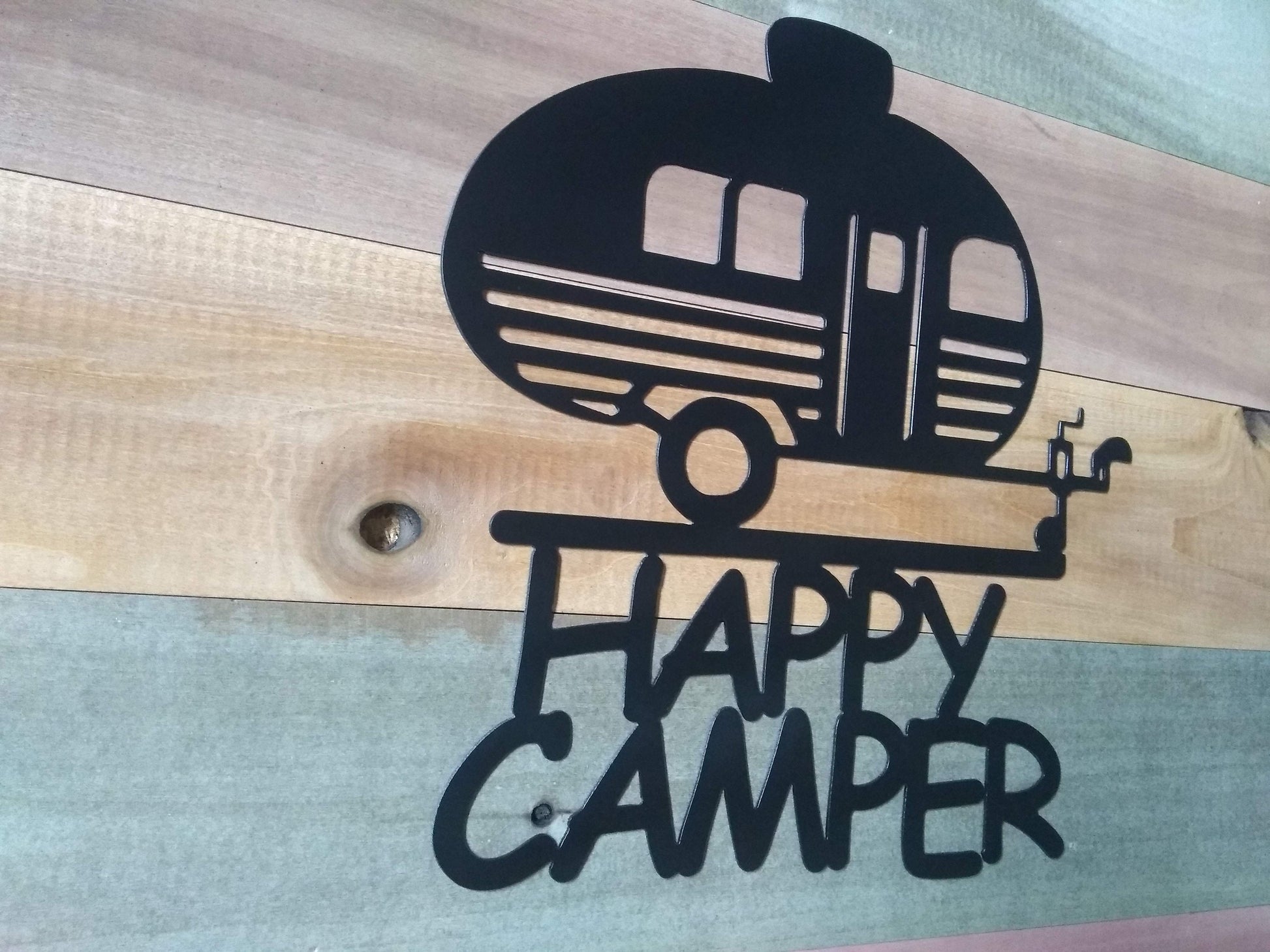 Happy Campers Sign | Metal | Single Panel | Custom | Made in USA | Free Shipping - Firebolt Custom