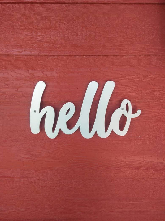 Hello | Metal Sign | Welcome | Custom Lettering Available | Made in USA | Free Shipping - Firebolt Custom