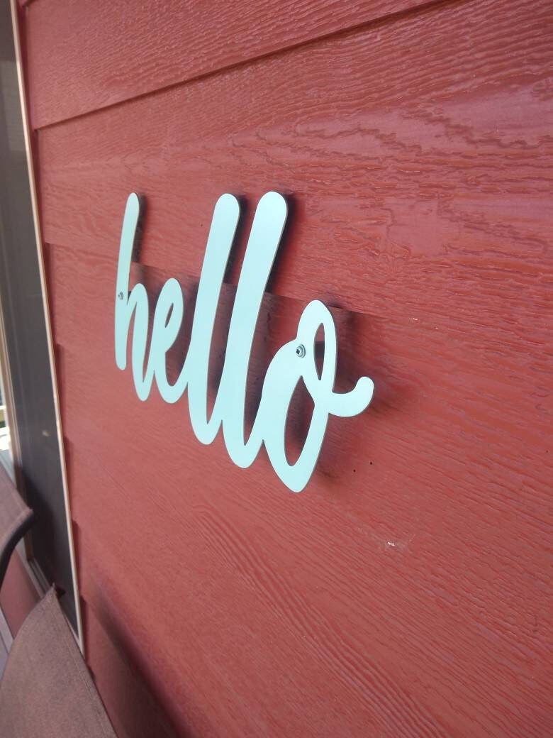 Hello | Metal Sign | Welcome | Custom Lettering Available | Made in USA | Free Shipping - Firebolt Custom