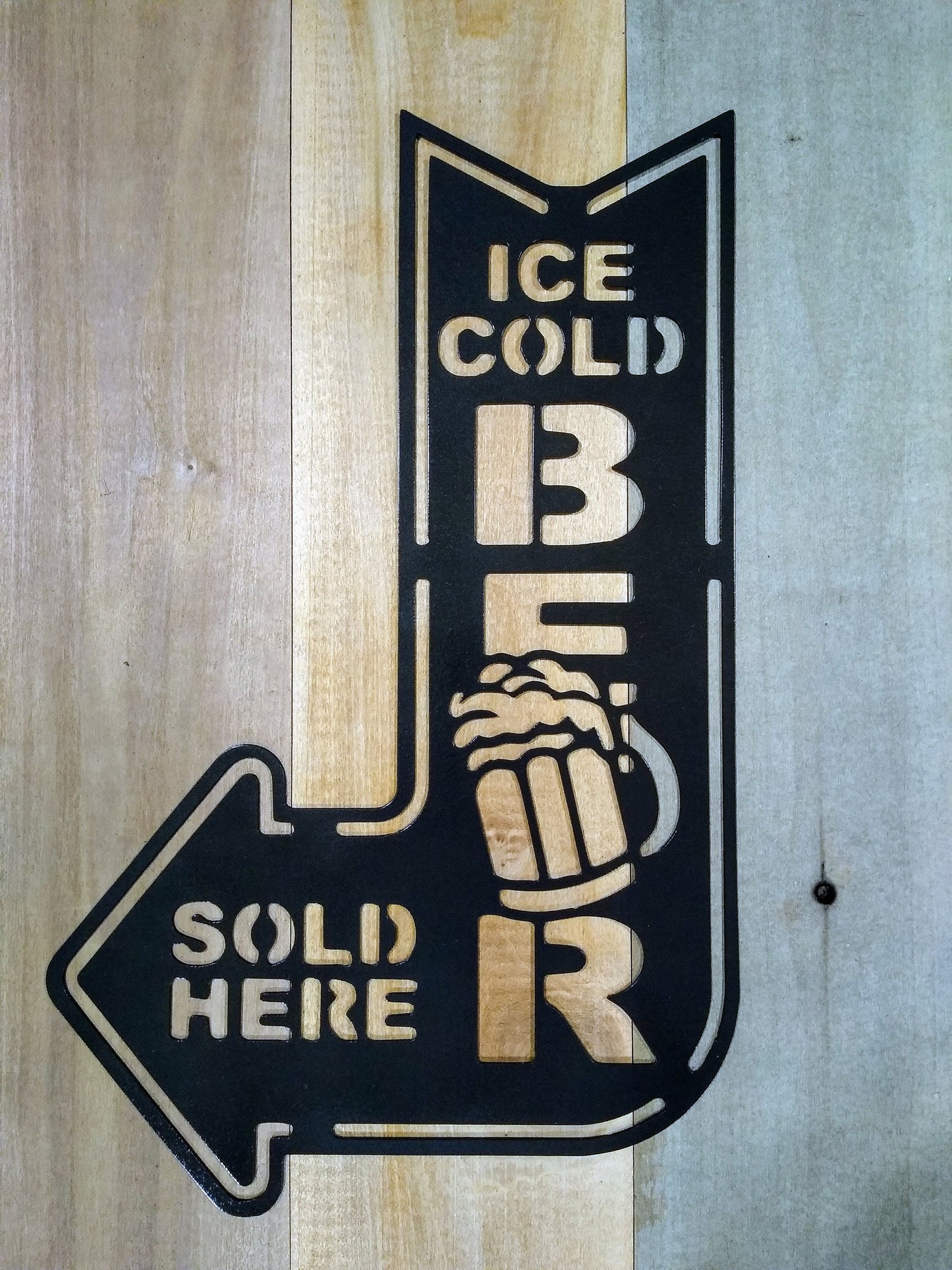 Beer Sign | Ice Cold | Metal | Custom | Made in USA | Free Shipping - Firebolt Custom