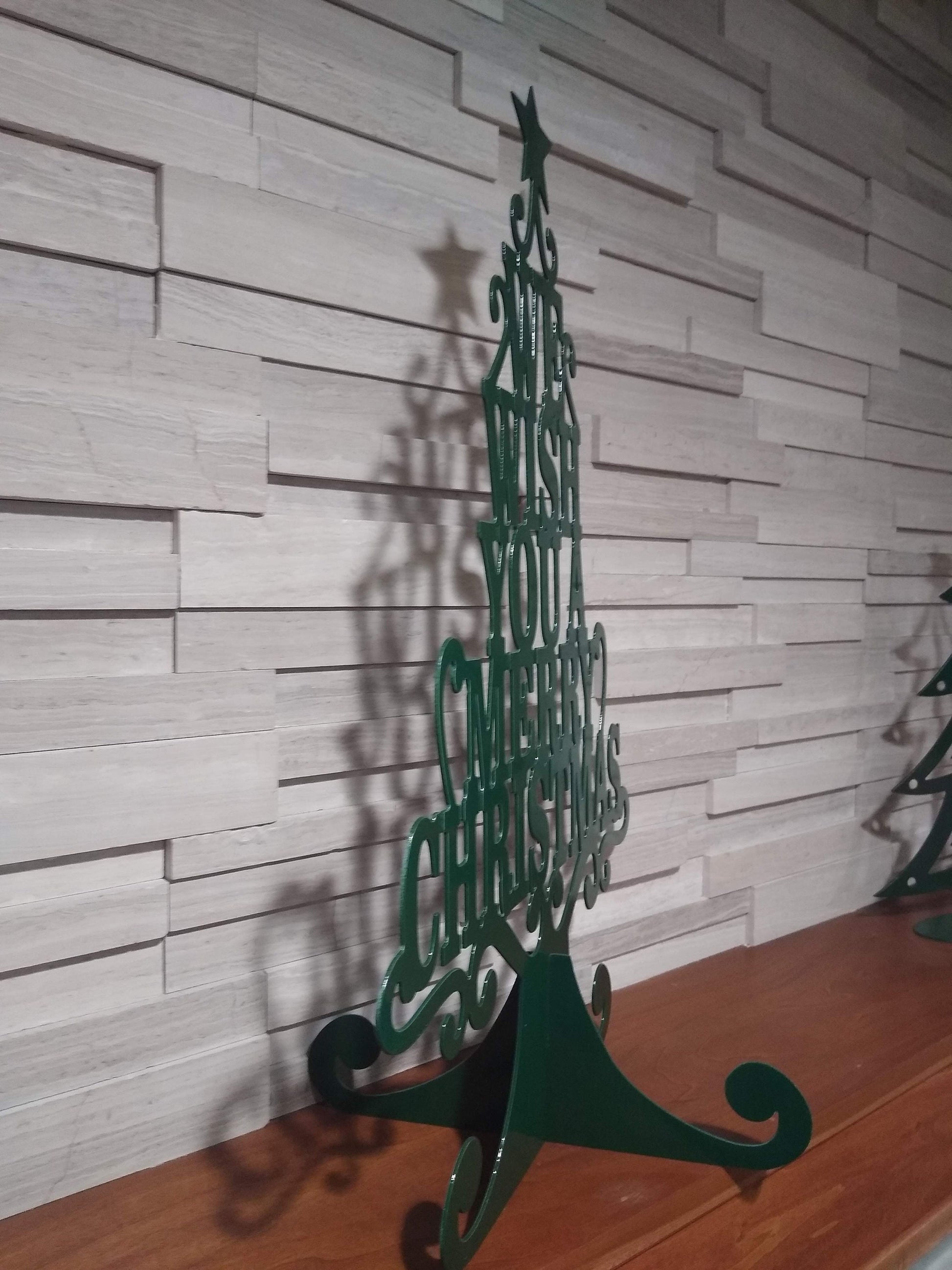 We Wish You A Merry Christmas Tree | Metal | Free Standing | Collapsible | Made in USA | Free Shipping - Firebolt Custom