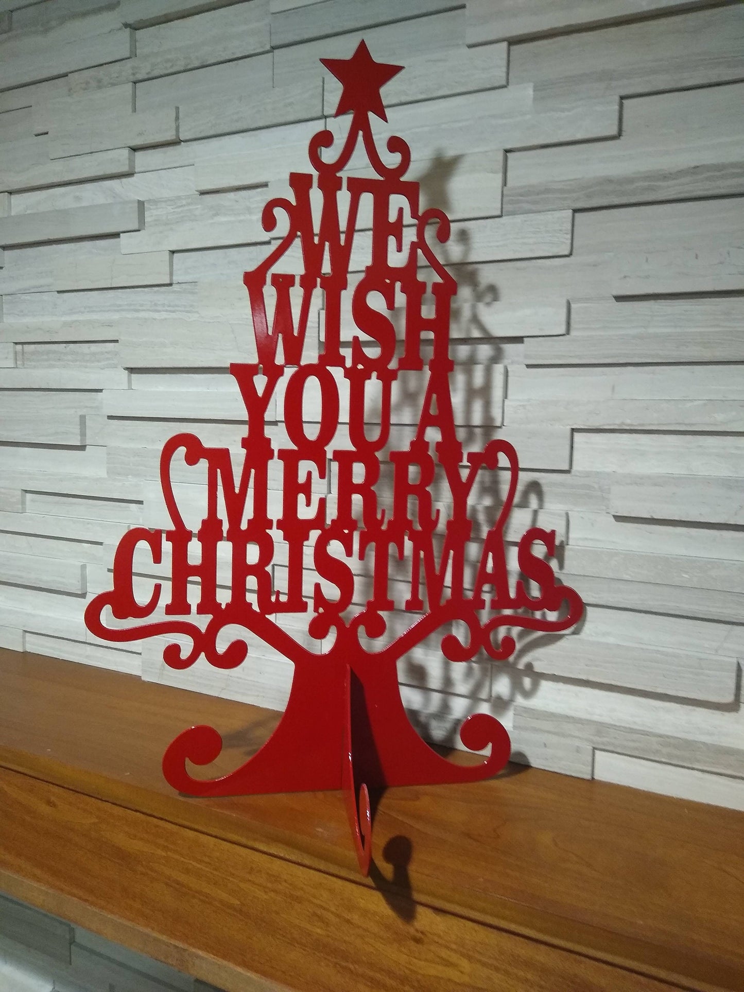 We Wish You A Merry Christmas Tree | Metal | Free Standing | Collapsible | Made in USA | Free Shipping - Firebolt Custom