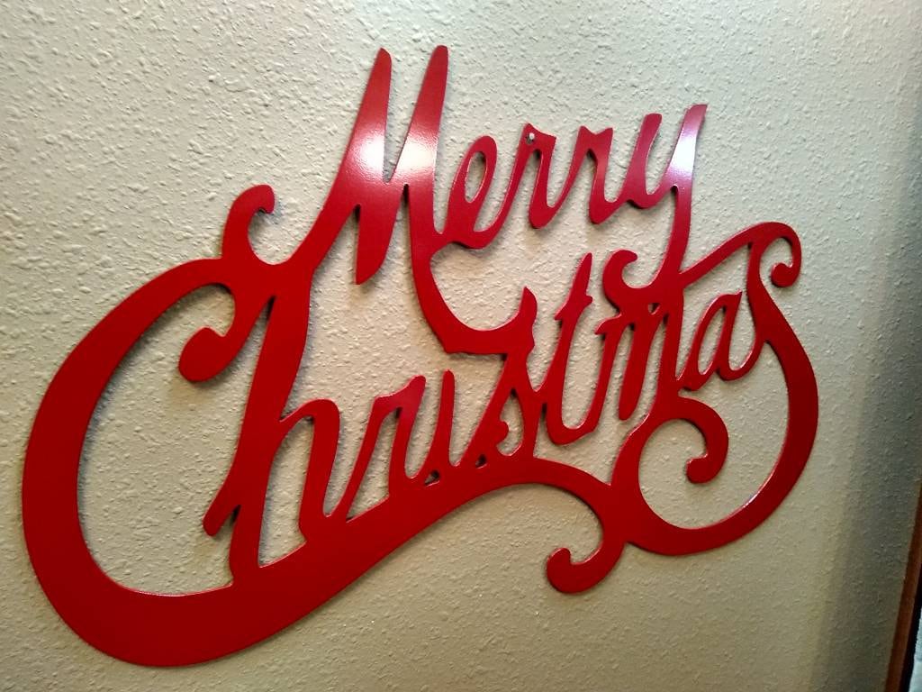 Merry Christmas | Metal Sign | Wall Hanging | Made in USA | Free Shipping - Firebolt Custom