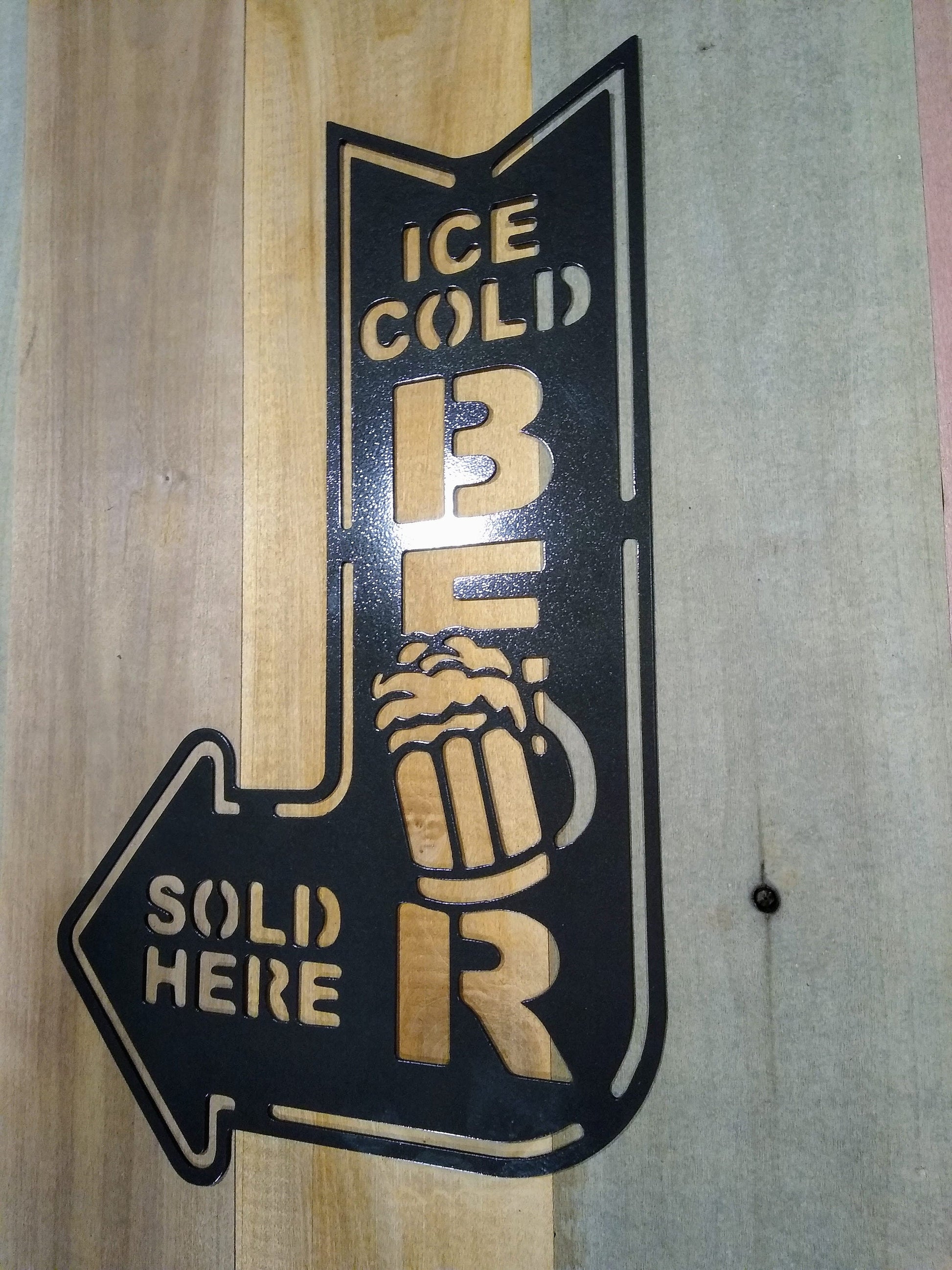 Beer Sign | Ice Cold | Metal | Custom | Made in USA | Free Shipping - Firebolt Custom