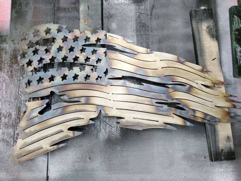 American Flag | Tattered | Multiple Finish Options | Made in USA | Free Shipping - Firebolt Custom