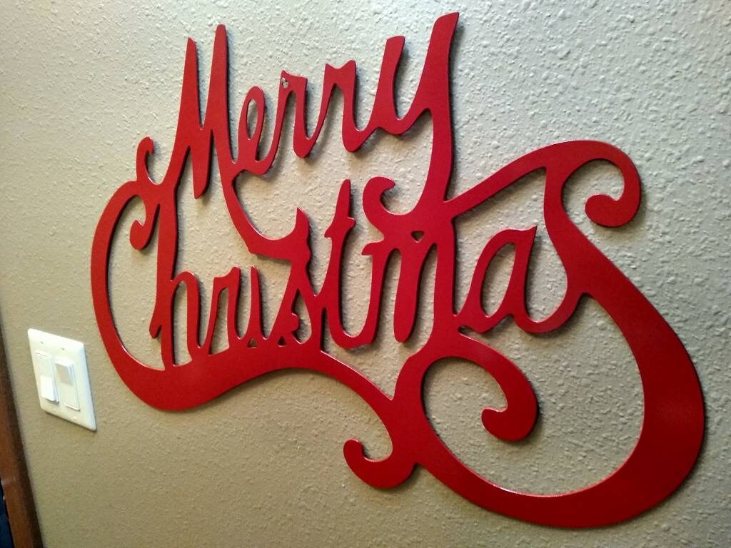 Merry Christmas | Metal Sign | Wall Hanging | Made in USA | Free Shipping - Firebolt Custom