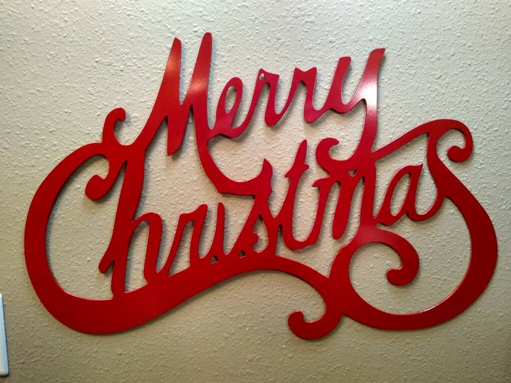 Merry Christmas | Metal Sign | Wall Hanging | Made in USA | Free Shipping - Firebolt Custom