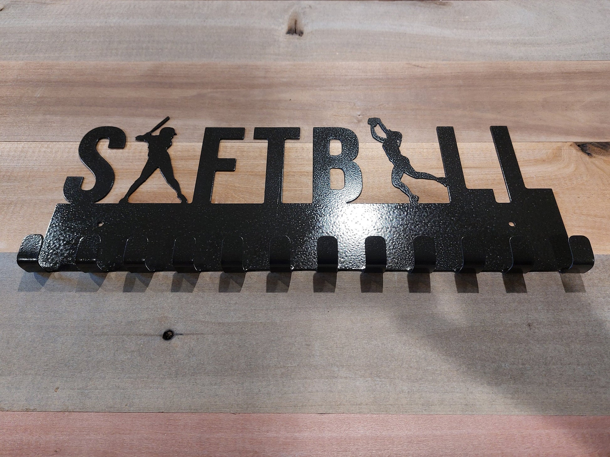 Softball Medal Holder | 12 Hooks | Metal | Made in USA | Free Shipping - Firebolt Custom