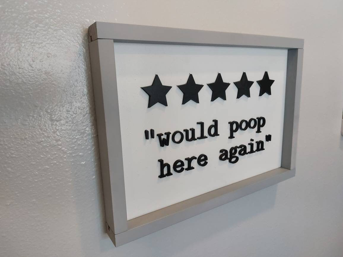 Would Poop Here Again | Wood Sign | Custom | Personalized | Made in USA | Free Shipping - Firebolt Custom