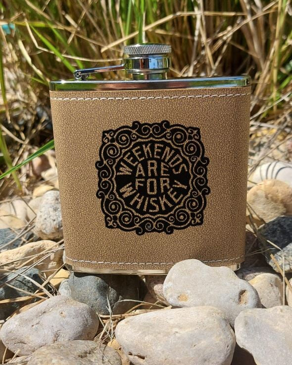 Stainless Steel Flask | Leather Wrapped | Custom Engraving | Whiskey | Alcohol | Made in USA | Free Shipping - Firebolt Custom