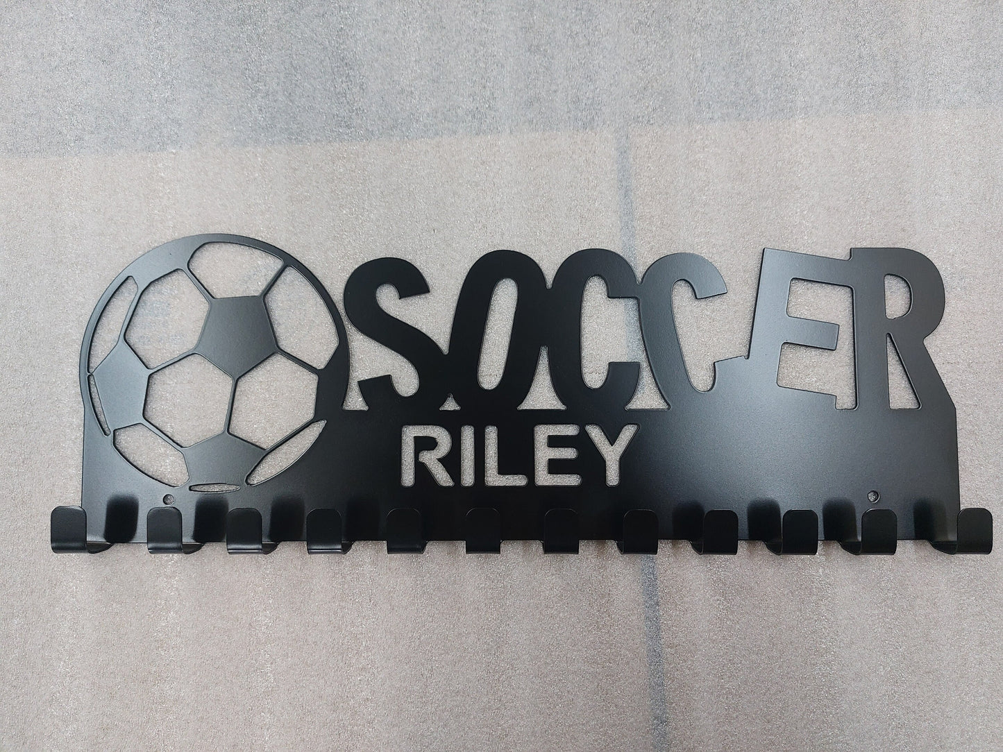 Soccer Medal Holder | 12 Hooks | Metal | Made in USA | Free Shipping - Firebolt Custom