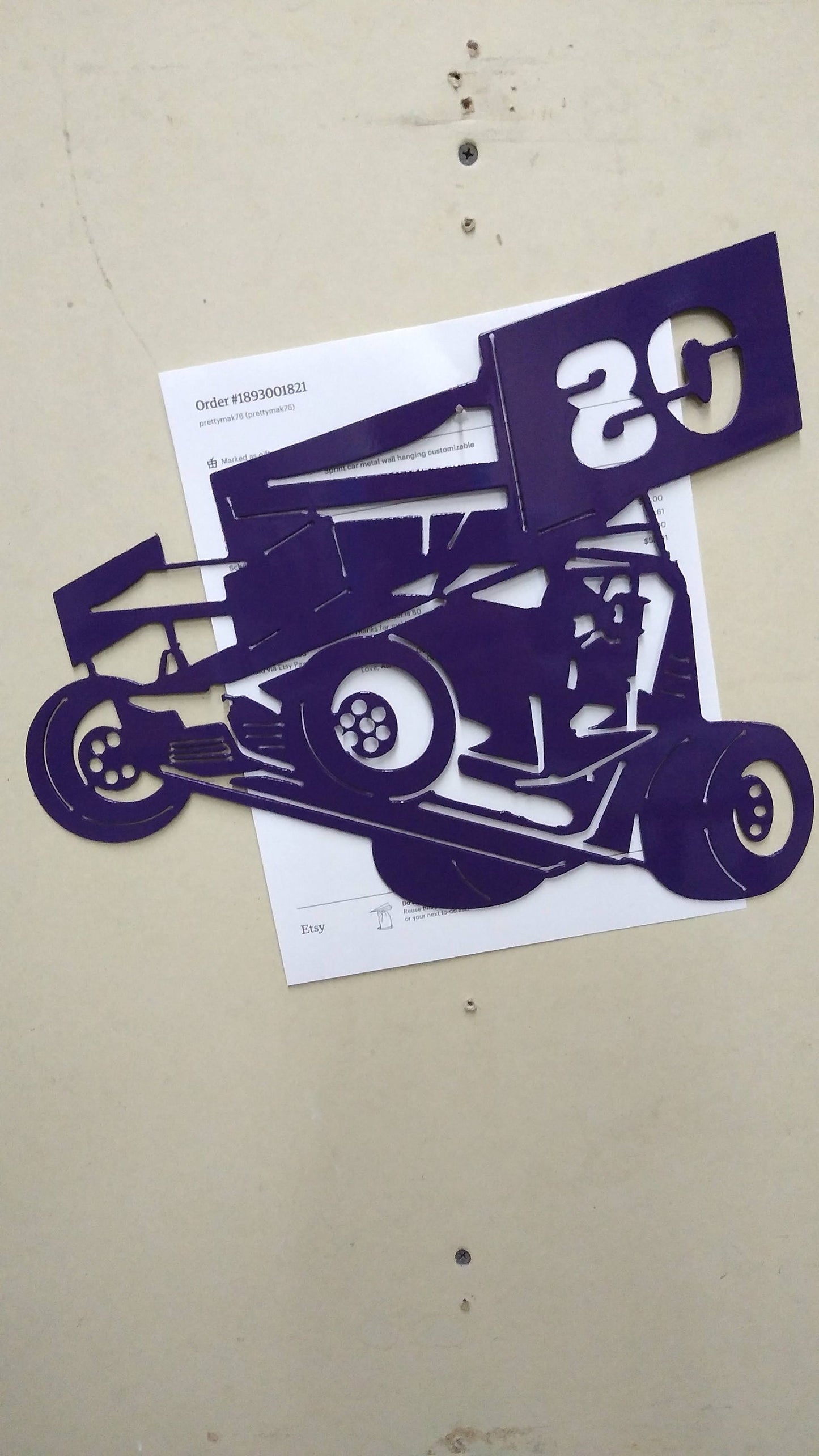 Sprint Car | Metal | Wall Hanging | Custom Number | Made in USA | Free Shipping - Firebolt Custom