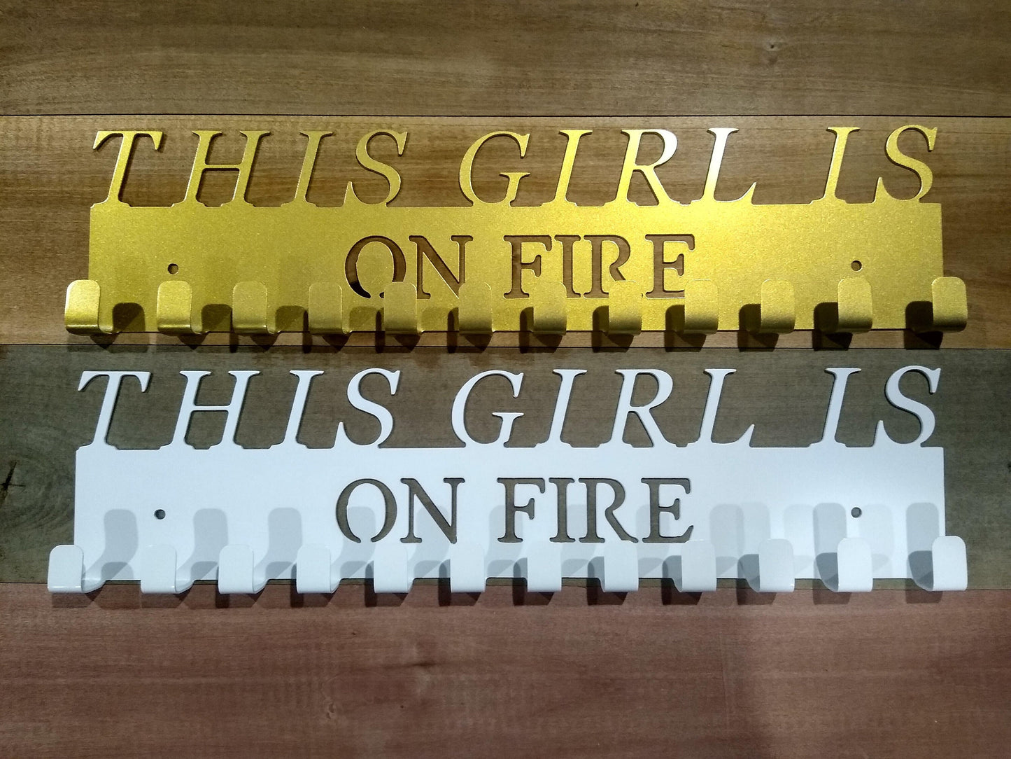 Sports Medal Holder | This Girl is on Fire | 12 Hooks | Made in USA | Free Shipping - Firebolt Custom