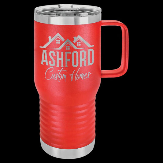 20 oz Travel Mug with Handle | Custom | Laser Engraved | Personalized | Made in USA | Free Shipping - Firebolt Custom