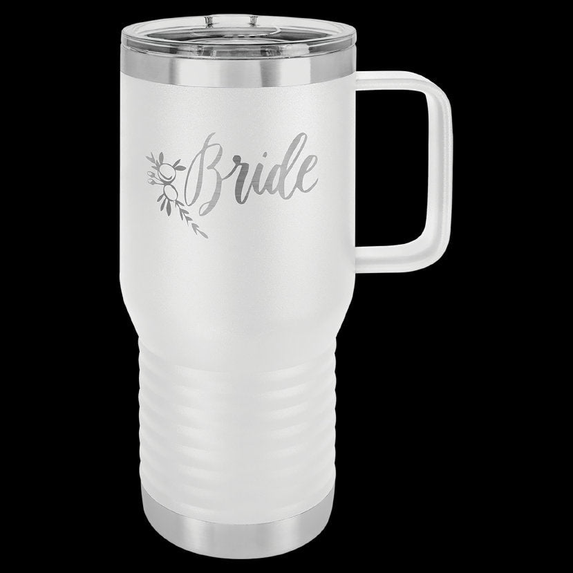 20 oz Travel Mug with Handle | Custom | Laser Engraved | Personalized | Made in USA | Free Shipping - Firebolt Custom