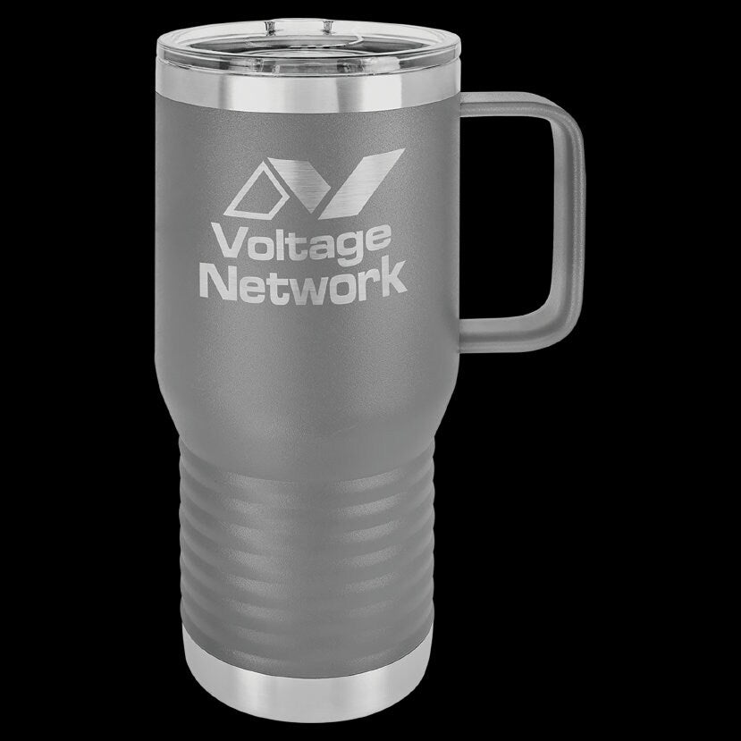 20 oz Travel Mug with Handle | Custom | Laser Engraved | Personalized | Made in USA | Free Shipping - Firebolt Custom