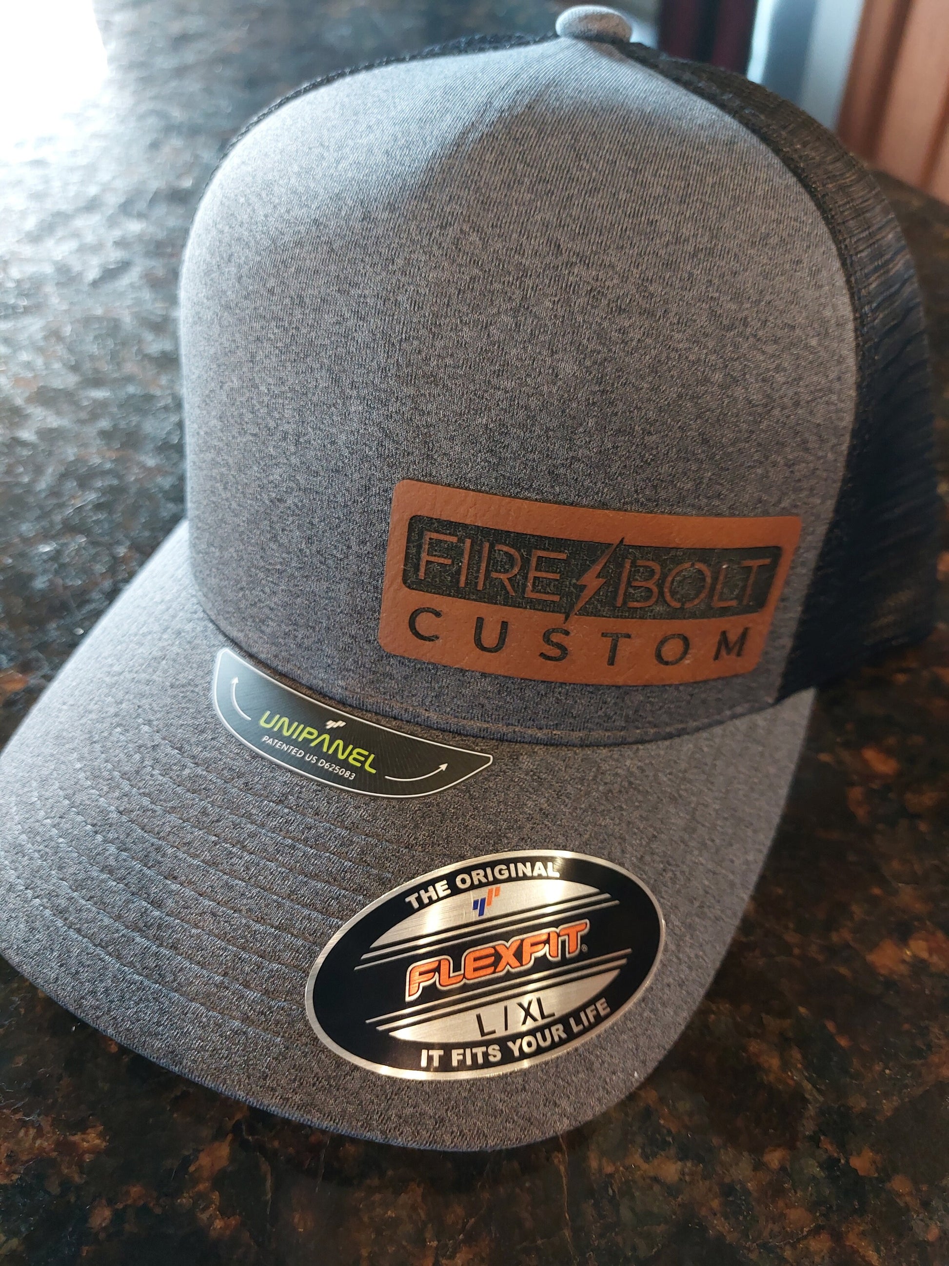 Leather Patch Hat | Trucker hat | Custom patch | Laser Engraved Hat - Firebolt Custom