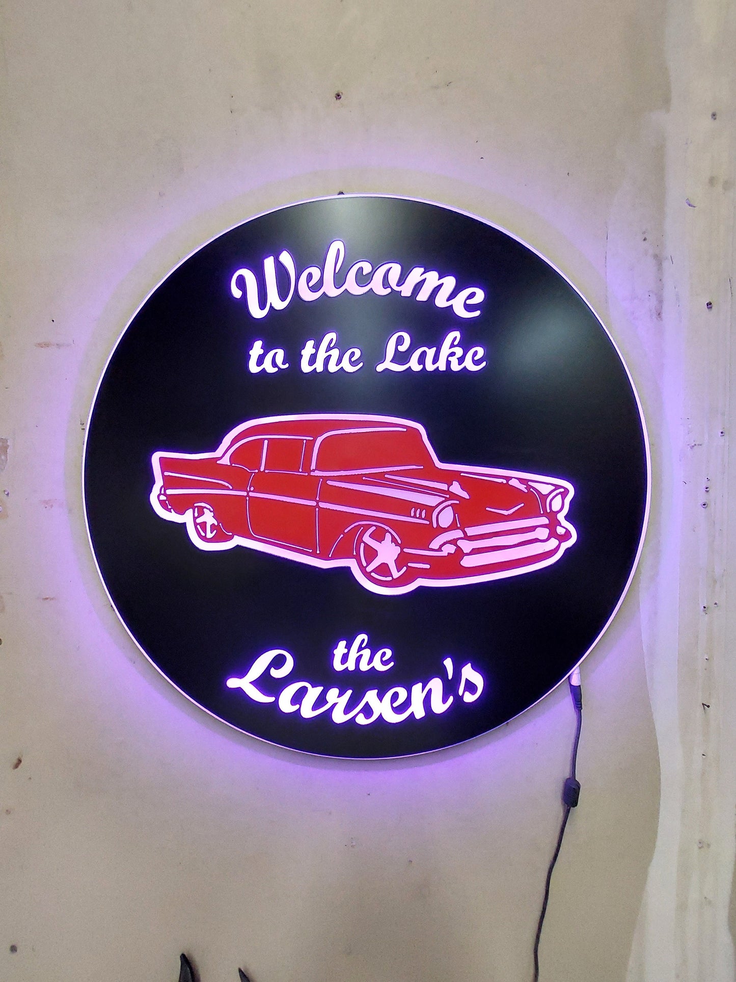 LED Lighted Garage Sign | Metal | Double Panel | Home or Business | Logo | Custom | Made in USA | Free Shipping - Firebolt Custom